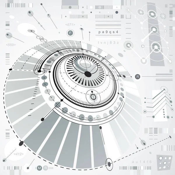 Dimensionell abstrakt cirkulär mekaniska system, 3d technologica — Stock vektor