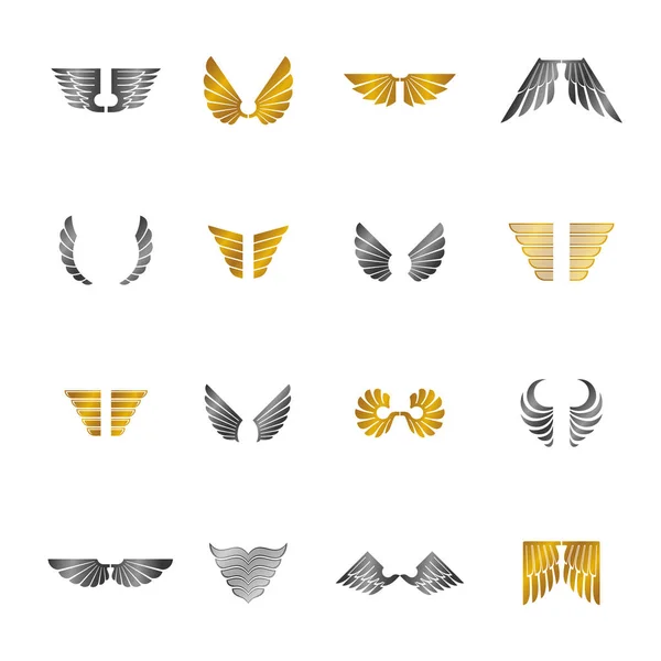 Freedom Wings emblems set. Heraldic Coat of Arms decorative logo — Stock Vector