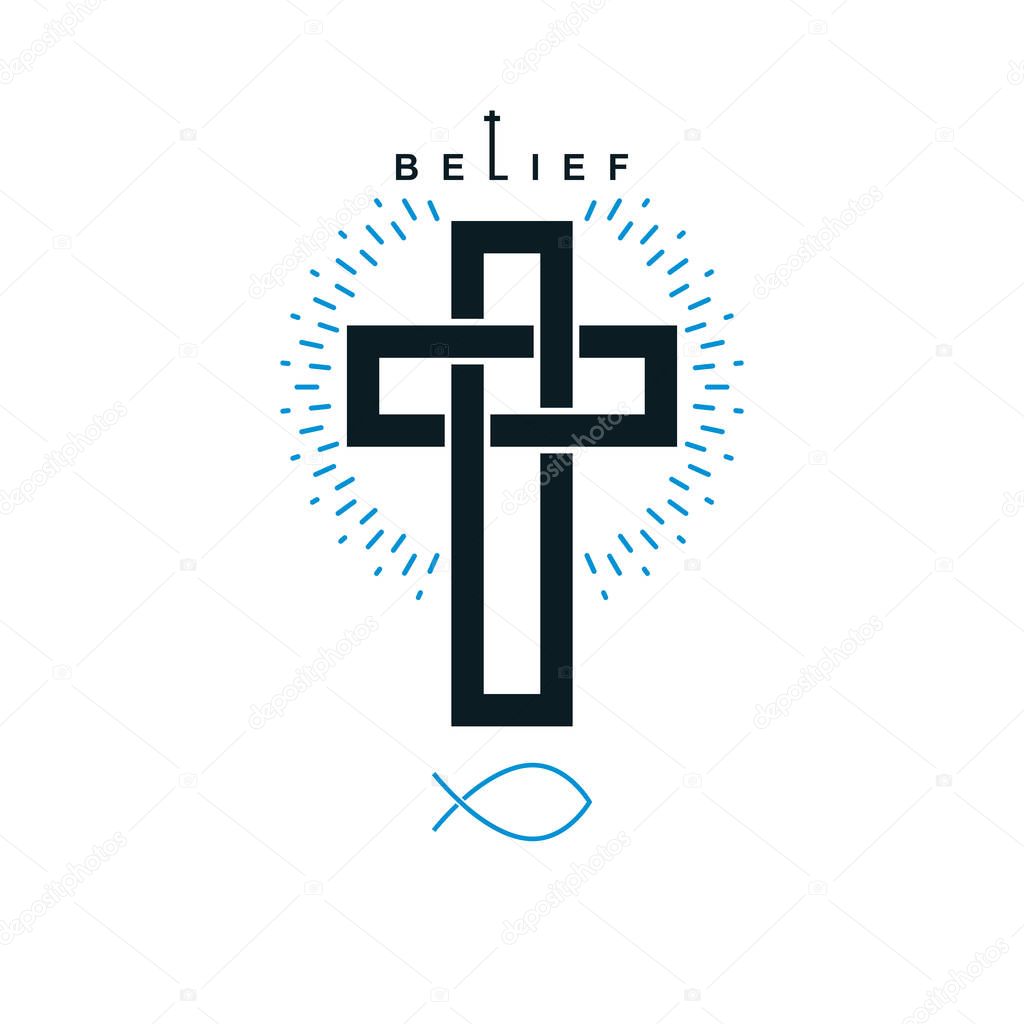 Christian Cross vector symbol, Christianity God religion icon.
