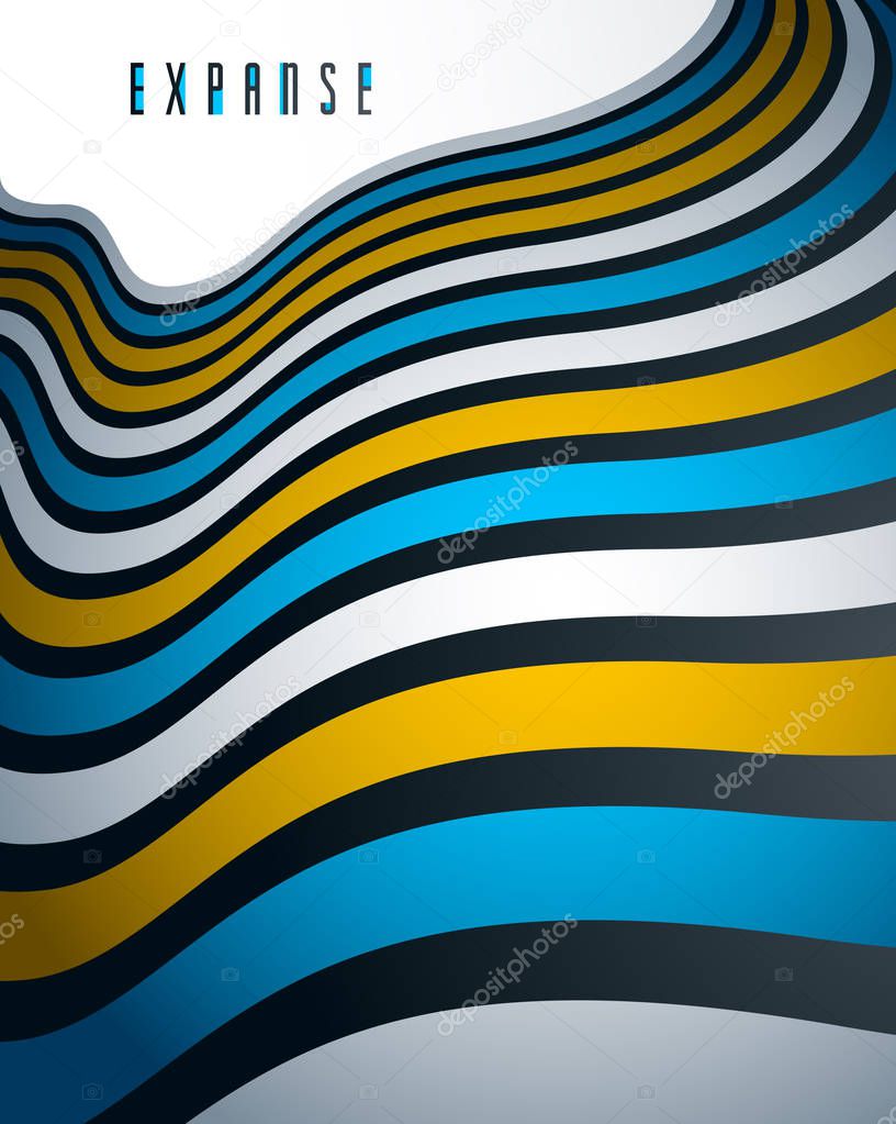 3D abstract lines in perspective vector background, modern trend