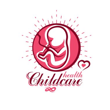 İnsan fetüsel çizilmiş vektör amblemi beyaz izole. Yeni bir hayat