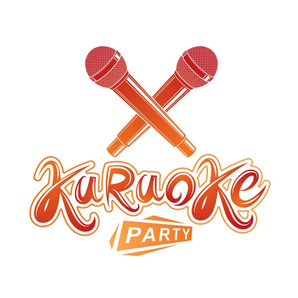 Karaoke partij belettering, Rap Battle vector embleem gemaakt met behulp van — Stockvector