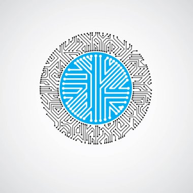 Teknoloji iletişim sibernetik öğesi. Vektör soyut hasta