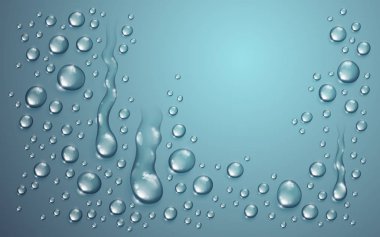 Water drops in shower or pool, condensate or rain droplets reali clipart