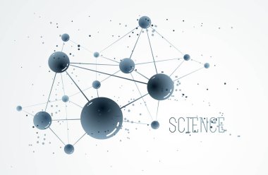 Moleküller vektör soyut arka plan, 3D boyutlu bilim che