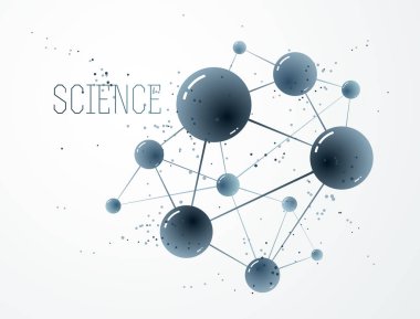 Moleküller vektör soyut arka plan, 3D boyutlu bilim che