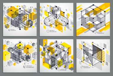 Futuristik tarzı sarı soyut vektör geometrik 3D elemanları