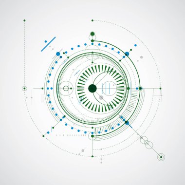 Mekanik şema, circ ile renkli vektör mühendisliği çizim
