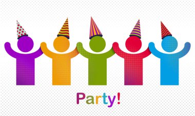 Kutlama insanlar vektör kavramı basit illüstrasyon veya simge, c