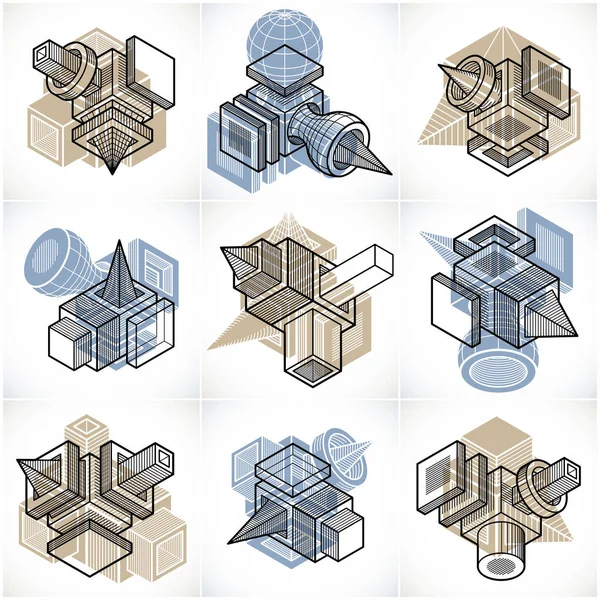 Inżynieria abstrakcyjne kształty geometryczne, proste wektory zestaw. — Wektor stockowy