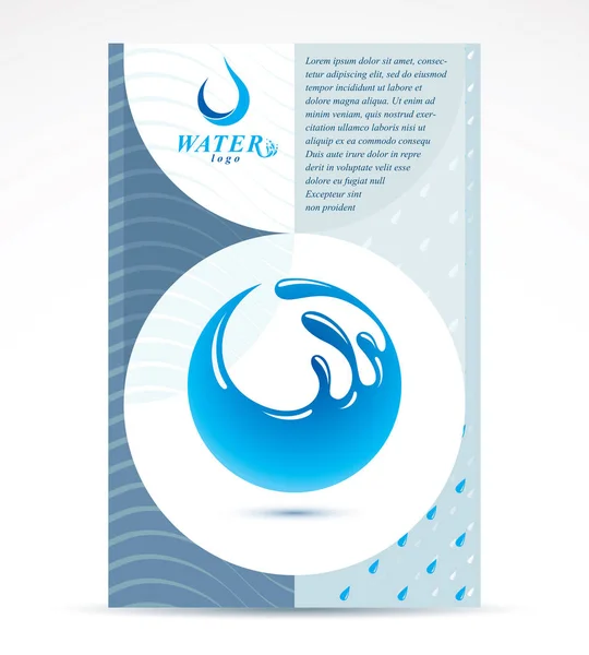 Diseño de portada del folleto temático de filtración de agua, portada. Freshwa. — Vector de stock