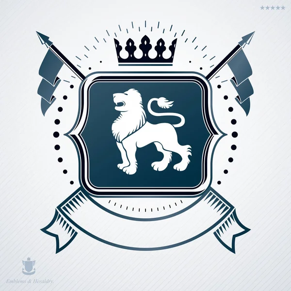 Emblema araldico realizzato con elementi grafici come corona monarca a — Vettoriale Stock