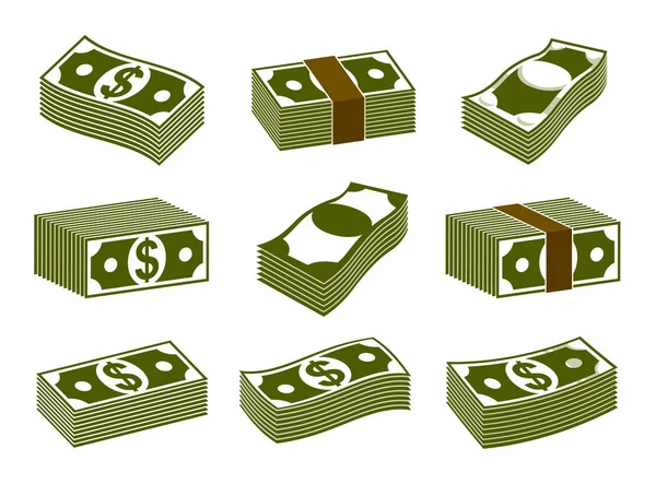 Cash geld dollar bankbiljet stack vector simplistische illustratie — Stockvector