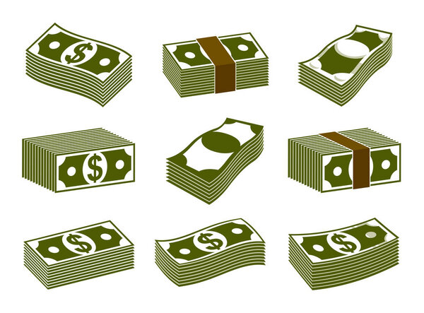 Cash money dollar banknote stack vector simplistic illustration 