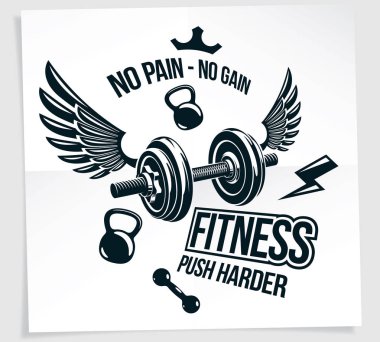 Disk tartmak kullanılarak oluşturulan Fitness kulübü vektör reklam posteri