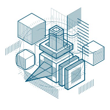 Soyut itmeyi arka plan, 3B vektör düzeni. Bileşimi