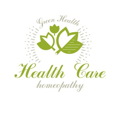 Yeşil bahar tıbbi ve sosyal kullanım için vektör sembolü bırakır 