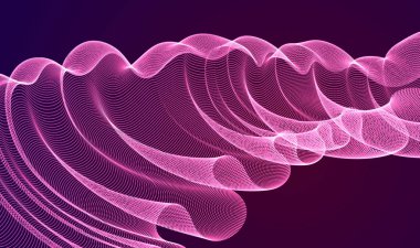 Dinamik sihirli dalga şeffaf tül tekstil rüzgar üzerinde karanlık, 