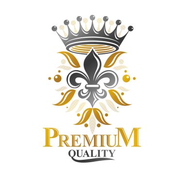 Royal Crown amblemi. Hanedan vektör tasarım öğesi. Retro tarzı 