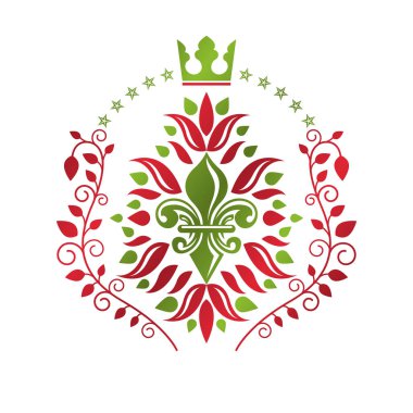 Lily çiçek ve roy ile arma dekoratif amblem Heraldic arması