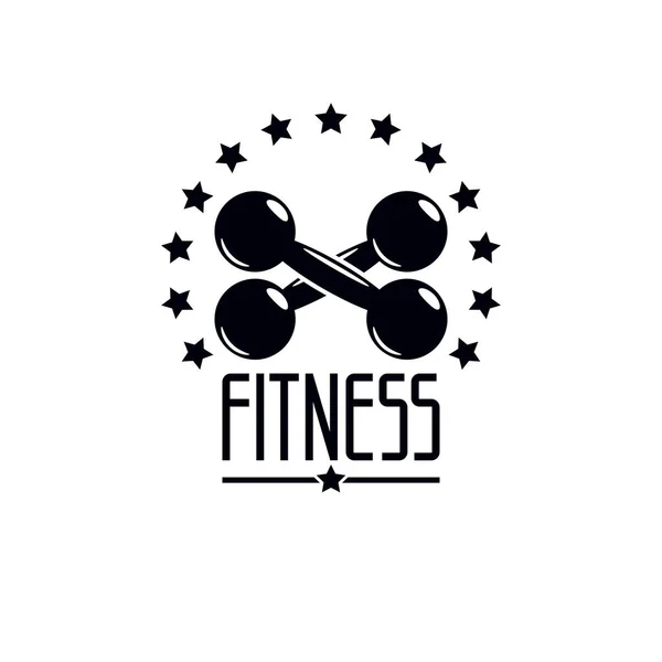 Ginásio e fitness logotipo modelo, emblema vetor estilo retro. Com d —  Vetores de Stock