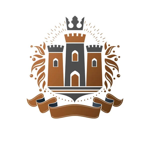 Fornborg emblem. Heraldiska vapen dekorativa logotyp iso — Stock vektor