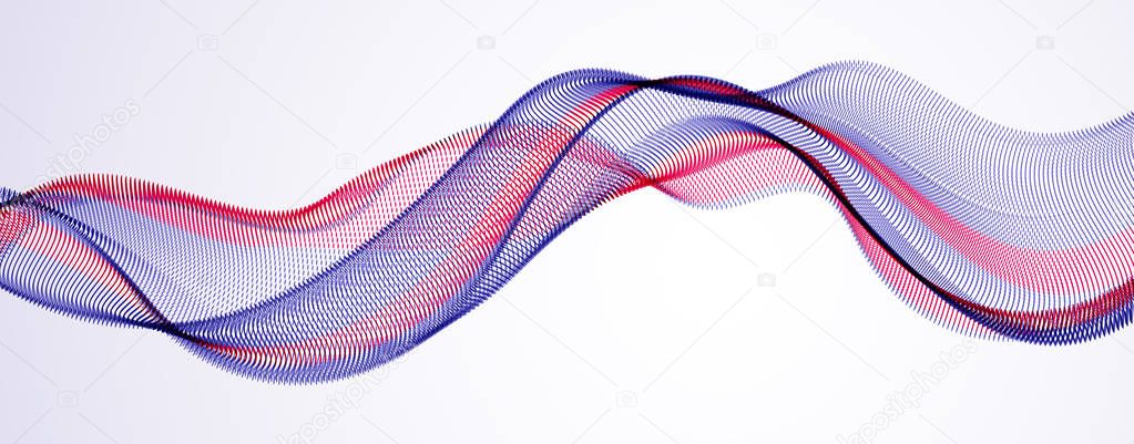 Wave of flowing particles modern relaxing illustration. Round do