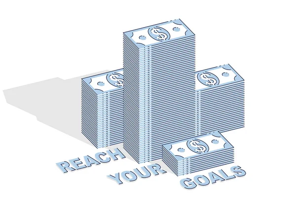 Reach your goals business motivation poster or banner, cash mone — Stock Vector