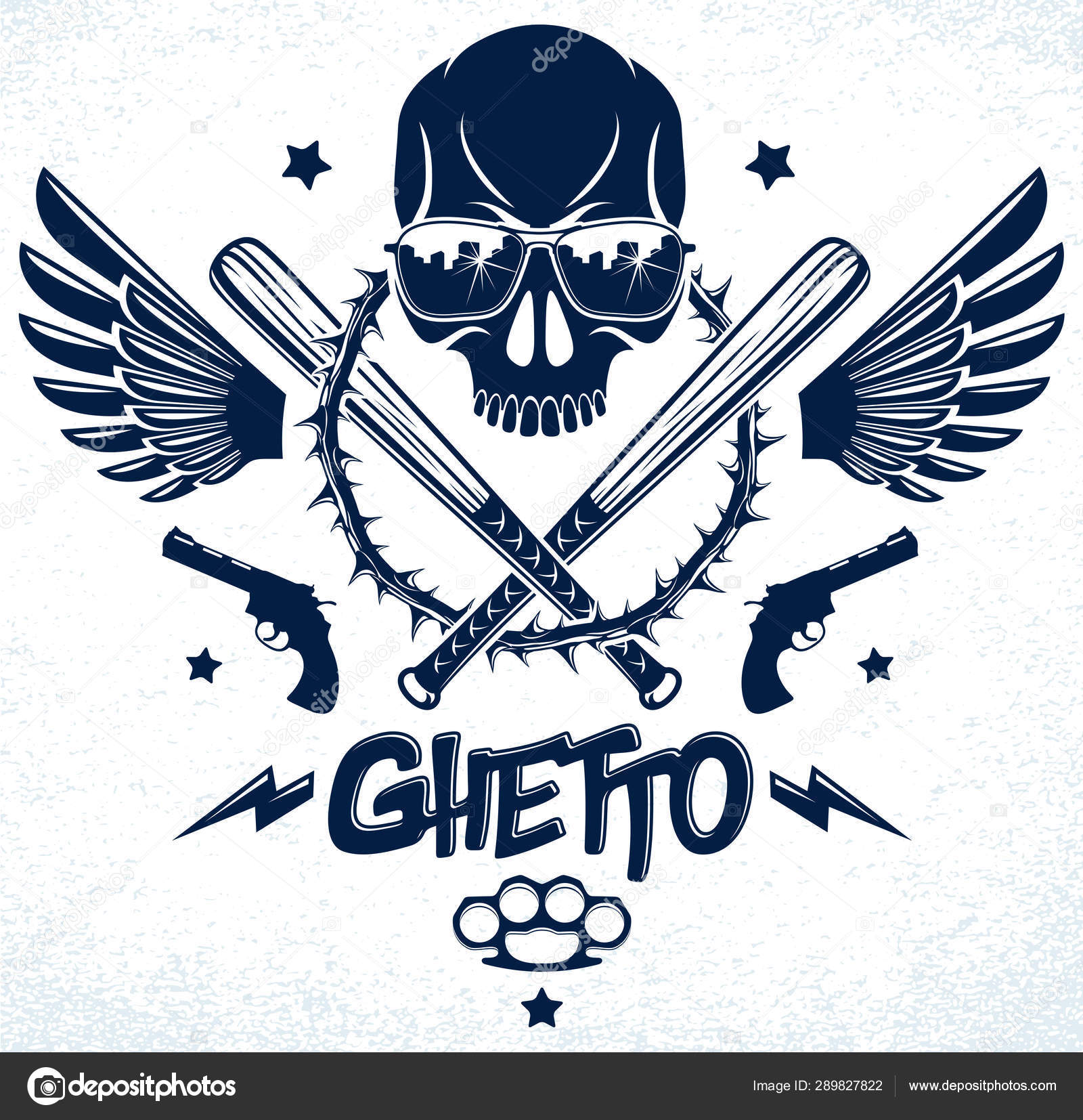 Gangster emblem logo eller tatovering med aggressiv hodeskalle baseball ba  stockvektor © Ostapius #289827822, image size:1600x1654