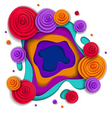 Çiçekler güzel tasarım, vektör çizim stili kesilmiş kağıt