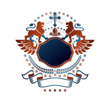Aslan hanedan hayvan elemanı ve Christianit ile grafik amblemi