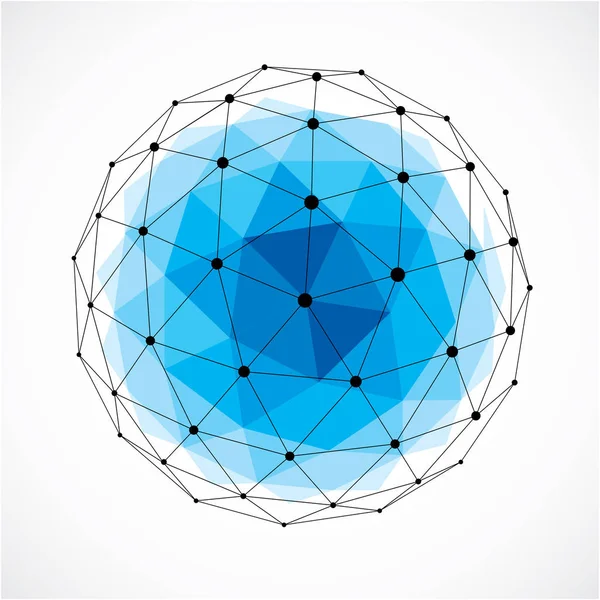 Filaire vectoriel dimensionnel objet bas poly, bleu sphérique sha — Image vectorielle