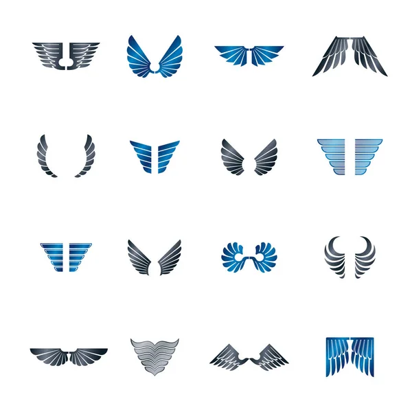 Özgürlük Wings Amblemler set. Heraldic Coat silah dekoratif logosu — Stok Vektör