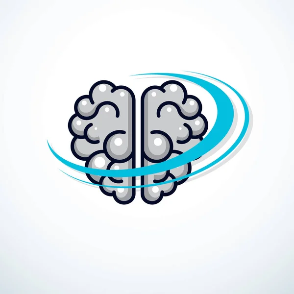 Illustrazione anatomica del vettore cerebrale umano, logo o icona. — Vettoriale Stock