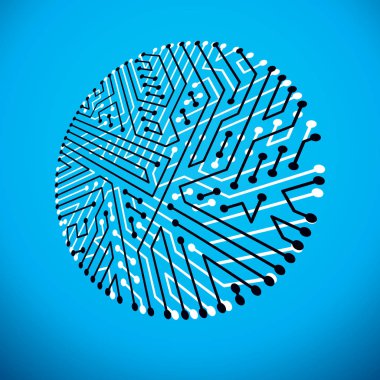 Vektör soyut teknoloji resimde daire ile devre bo