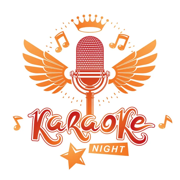 Karaoke night and nightclub discotheque vector invitation poster — Stock Vector