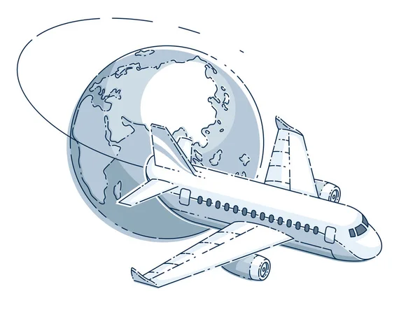 Το έμβλημα ή την απεικόνιση αεροπορικών αεροπορικών εταιρειών με αεροπορικό αεροσκάφος — Διανυσματικό Αρχείο