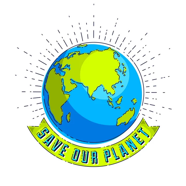 Save Our Planet concept, eco ecologie, aarde klimaatveranderingen, oor — Stockvector