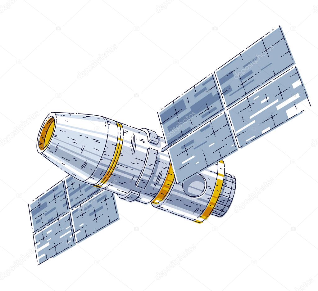 Space station iss floating in weightlessness in open space, spac