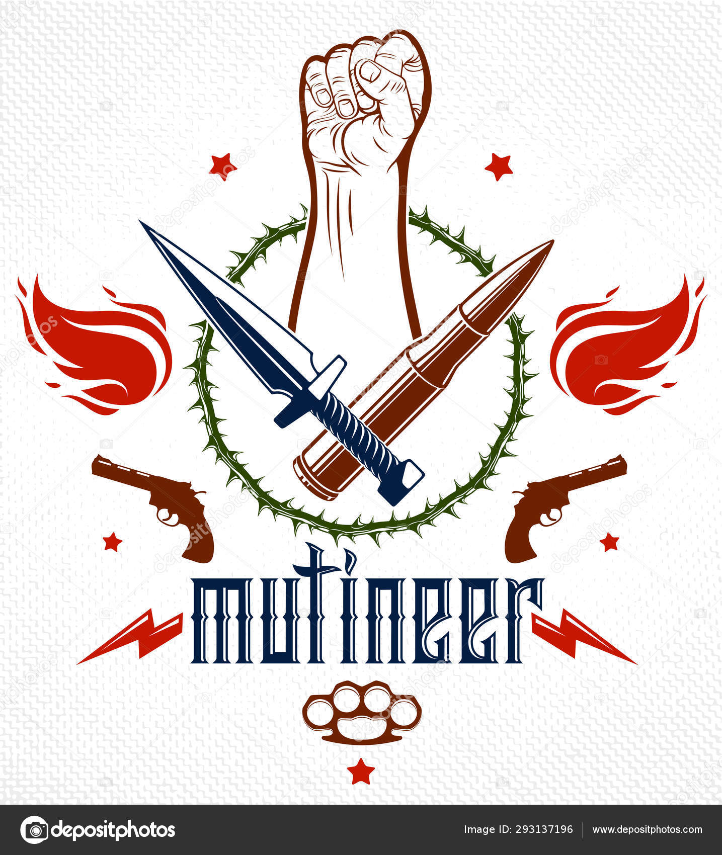 Anarchy And Chaos Aggressive Emblem Or Logo With Strong Clenched Stock Vector C Ostapiusangelp 293137196