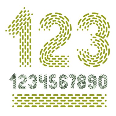 Vektör numaraları, modern sayılar kümesi. Yuvarlak kalın retro numerati