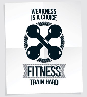 Spor merkezi reklam afişi iki dumbbells cro ile oluşan