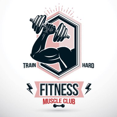 Kaslı sporcu kol tutan disk ile oluşan vektör işareti biz