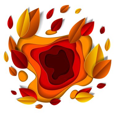 Sonbahar yaprakları kağıt kesme tarzı, vektör çiçek illustr ile Tasarım