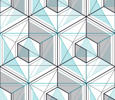 Geometrik küpleri soyut seamless modeli, 3d vektör arka plan.