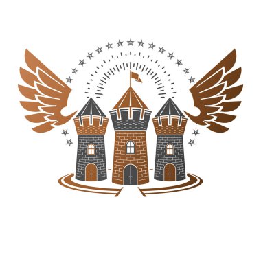 Antik Bastion amblemi. Hanedan vektör tasarım öğesi. Retro st