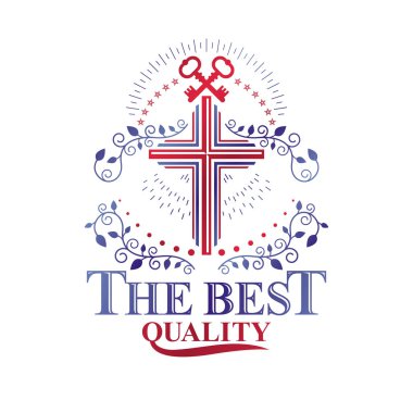 Christian Cross dekoratif amblemi güvenlik anahtarları ile oluşan. H
