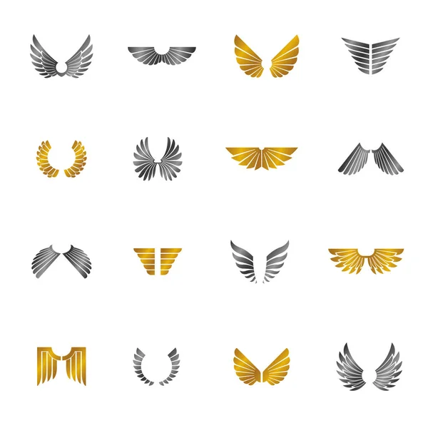 Freedom Wings-zestaw emblematów. Heraldyczny herb dekoracyjne logo — Wektor stockowy