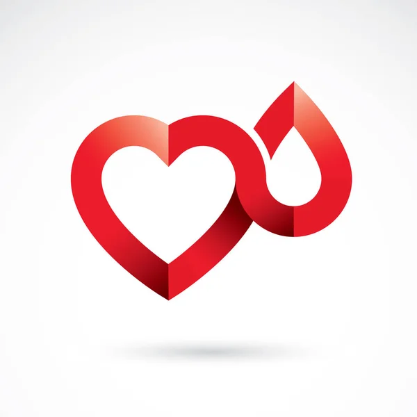 Red heart shape vector illustration composed with blood drops. M — Stock Vector