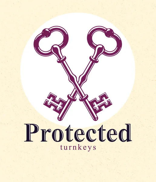 交叉密钥、受保护的机密、电子数据保护、密钥 — 图库矢量图片